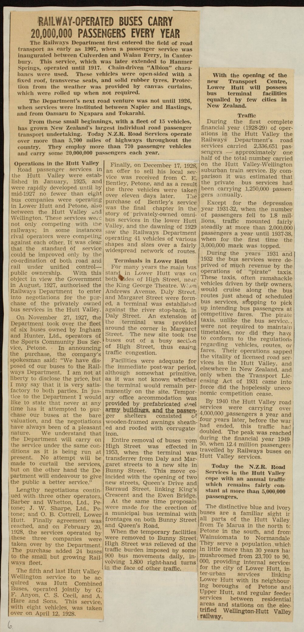 Railway operated buses carry 20,000,000 passengers every year