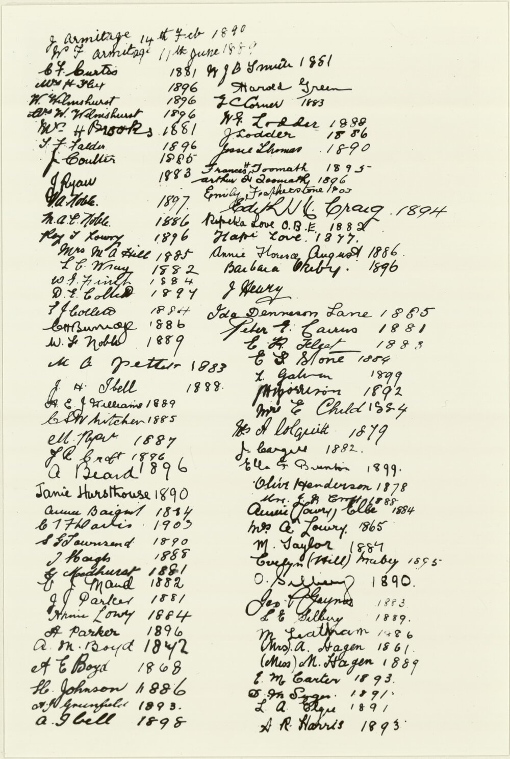 Petone Jubilee reunion signatures