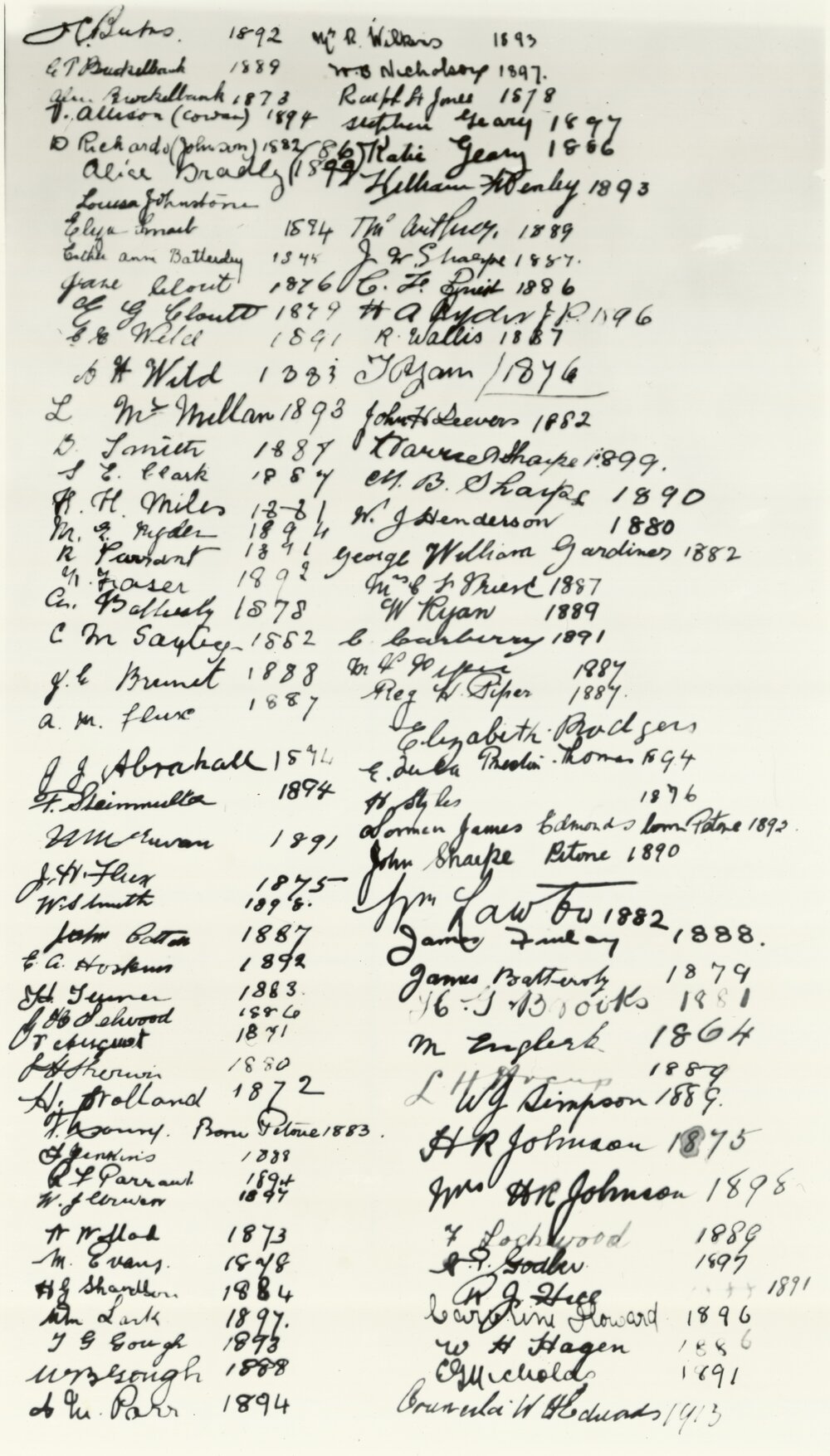 Petone Jubilee reunion signatures