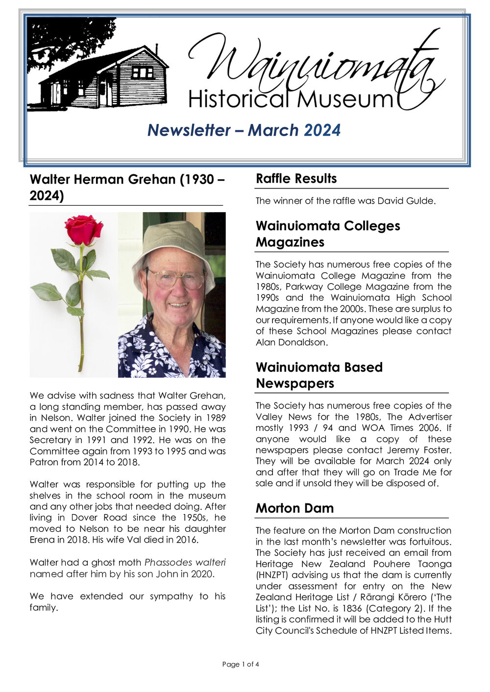 Newsletter (Wainuiomata Historical Museum) March 2024