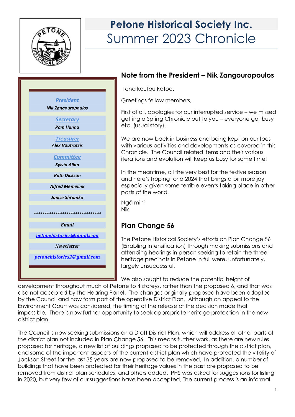 Chronicle (Petone Historical Society) Summer 2023