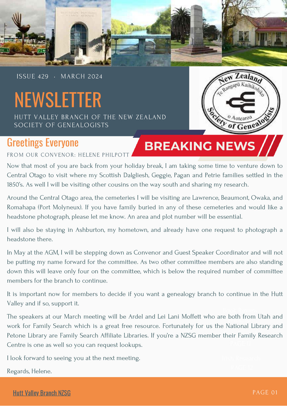 Newsletter (Hutt Valley Branch of the NZSG)