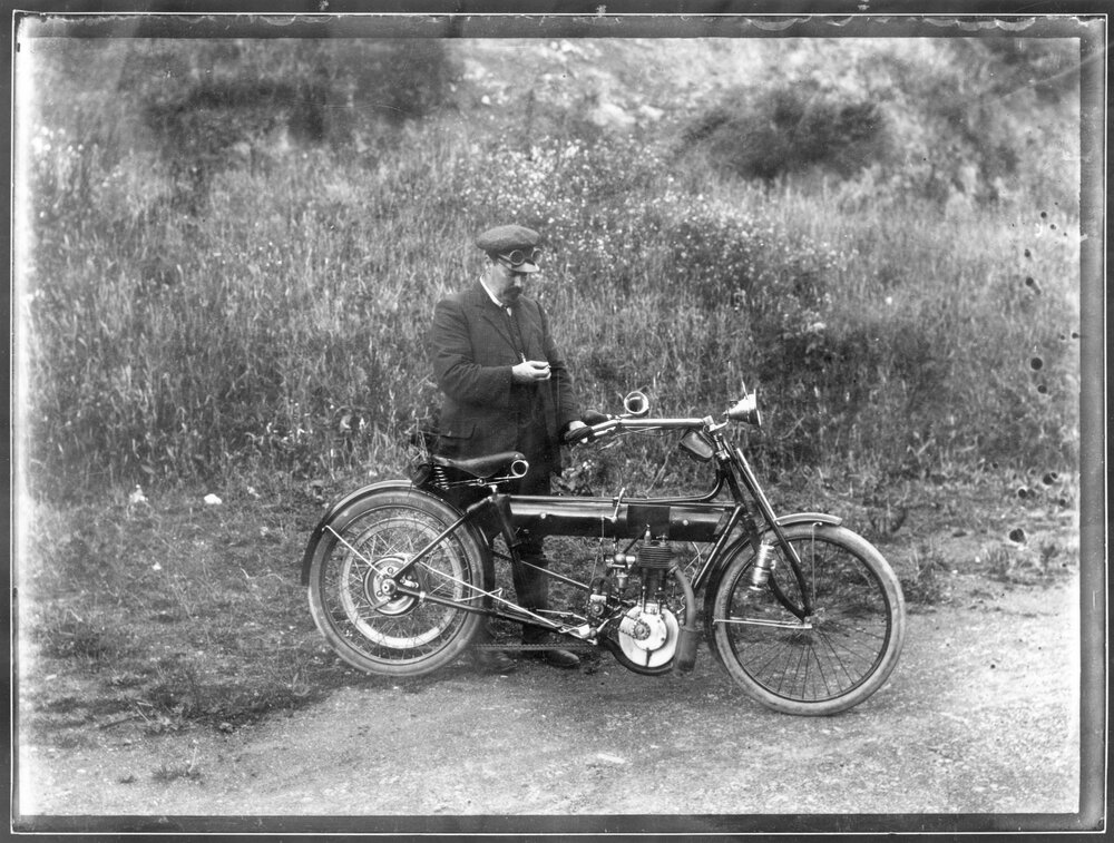 Untitled. Man with a motorcycle 