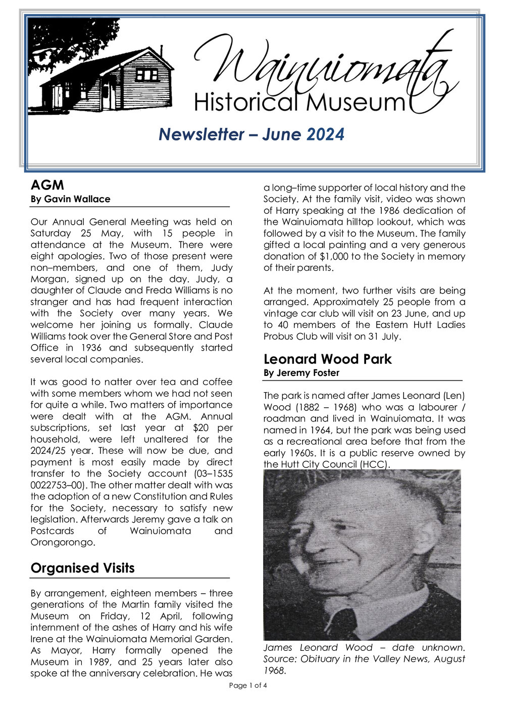 Newsletter (Wainuiomata Historical Museum Society) June 2024