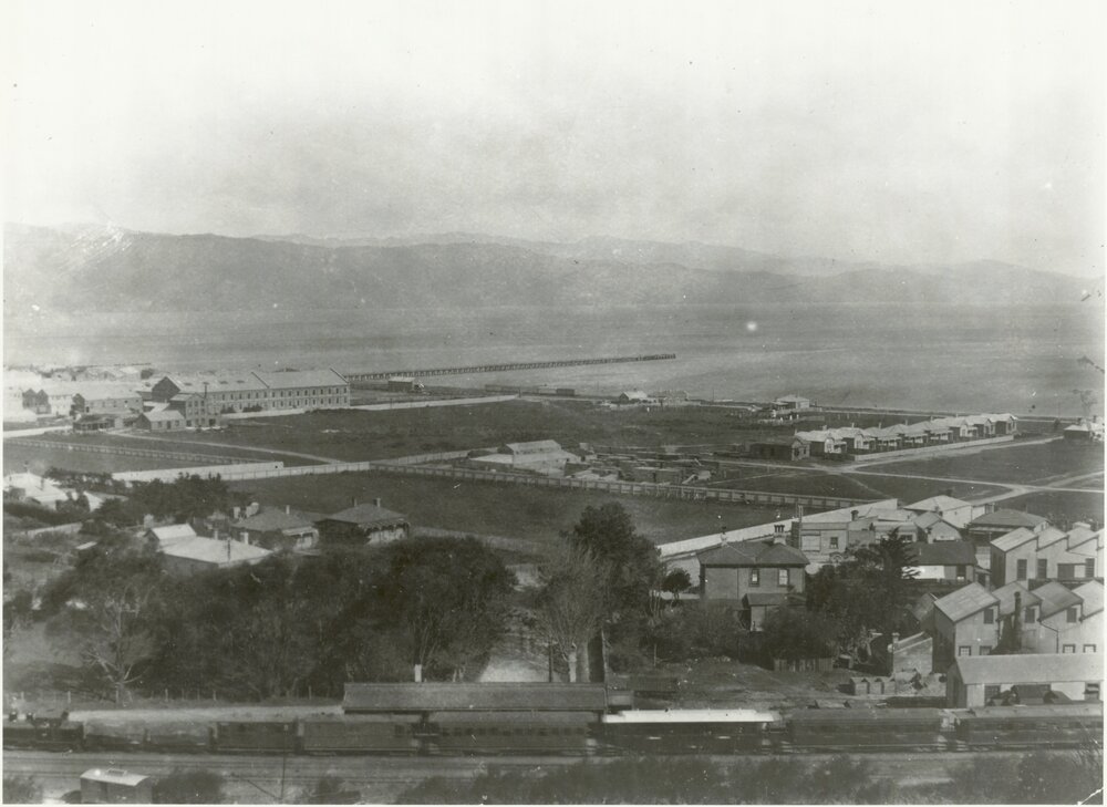 Petone west: with old station and workshops