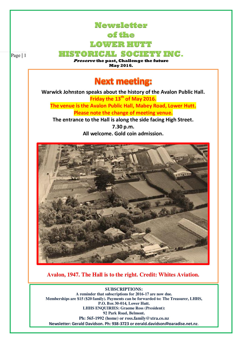 Newsletter of the Lower Hutt Historical Society