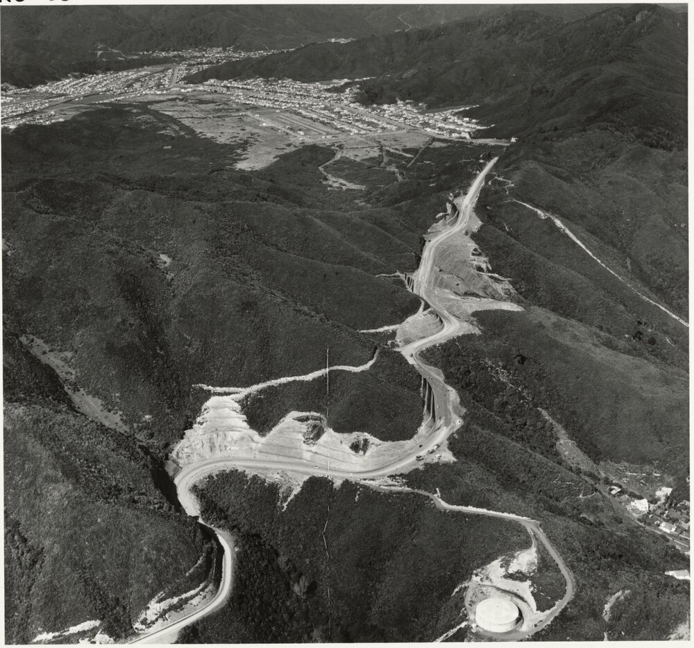 Aerial view of Wainuiomata, from above Hill Road