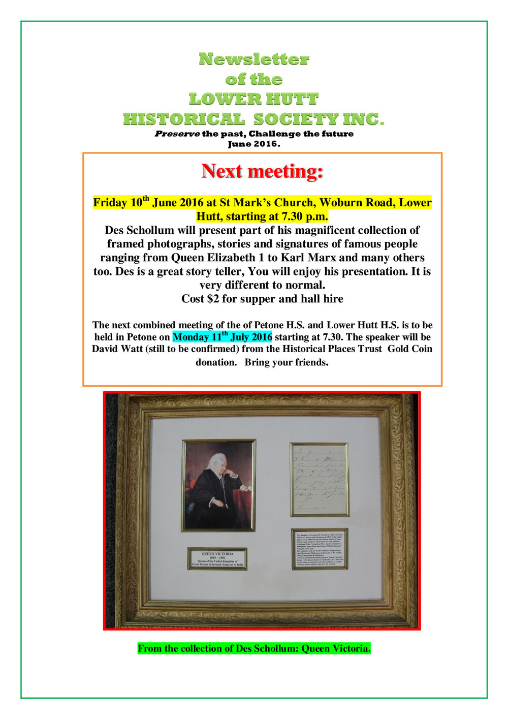 Newsletter of the Lower Hutt Historical Society
