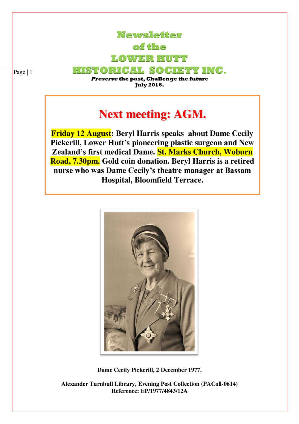 Newsletter of the Lower Hutt Historical Society