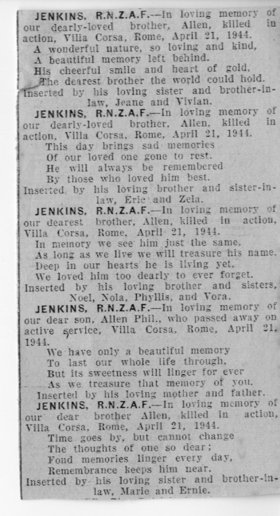 Family death notice tributes to Allen.