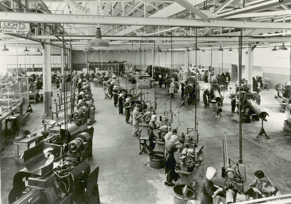 Women working at the Ford Factory during World War Two. 