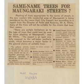 Same-name trees for Maungaraki streets?