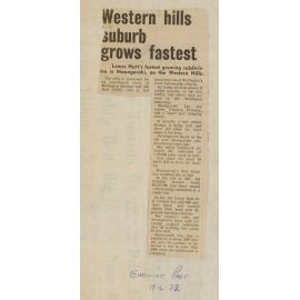 Western hills suburb grows fastest 