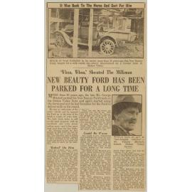 'Whoa, Whoa,' Shouted The Milkman, New beauty ford has been parked for a long time