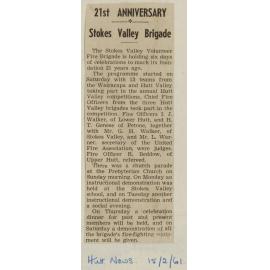 21st Anniversary of Stokes Valley Brigade