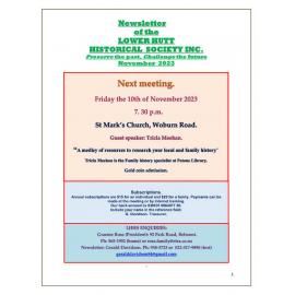 Newsletter of the Lower Hutt Historical Society (Nov 2023)