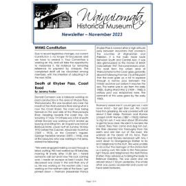 Newsletter (Wainuiomata Historical Museum) November 2023