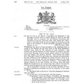 Hutt Mechanics' Institute Sale Act