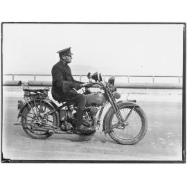 Harley-davidson with mounted policeman