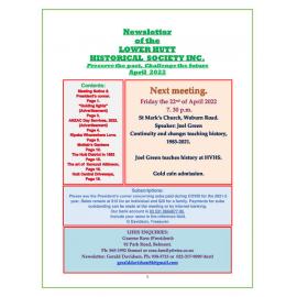 Newsletter of the Lower Hutt Historical Society