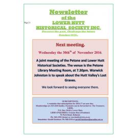 Newsletter of the Lower Hutt Historical Society