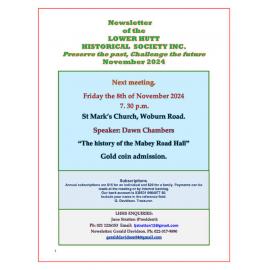 Newsletter of the Lower Hutt Historical Society (November 2024)