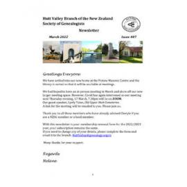 Newsletter (NZ Society of Genealogists, Hutt Valley Branch)