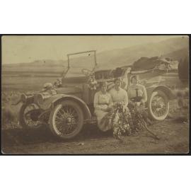 Group photograph with car