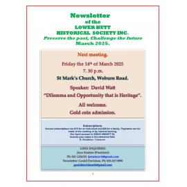 Newsletter of the Lower Hutt Historical Society (March 2025)
