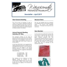 Newsletter (Wainuiomata Historical Museum) April 2019