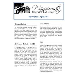 Newsletter (Wainuiomata Historical Museum) April 2021