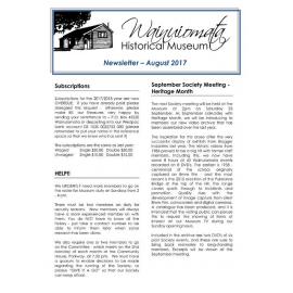 Newsletter (Wainuiomata Historical Museum) August 2017
