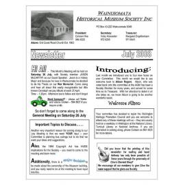 Newsletter (Wainuiomata Historical Museum) July 2008