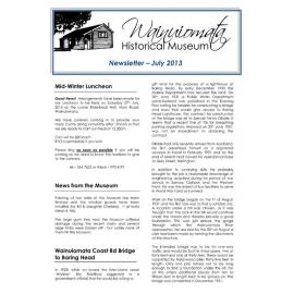 Newsletter (Wainuiomata Historical Museum) July 2013