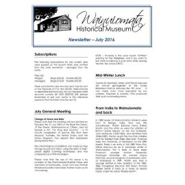 Newsletter (Wainuiomata Historical Museum) July 2016