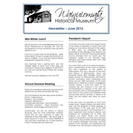 Newsletter (Wainuiomata Historical Museum) June 2016