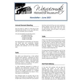 Newsletter (Wainuiomata Historical Museum) June 2021