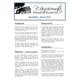 Newsletter (Wainuiomata Historical Museum) March 2016