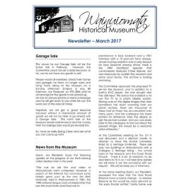 Newsletter (Wainuiomata Historical Museum) March 2017