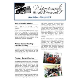 Newsletter (Wainuiomata Historical Museum) March 2018