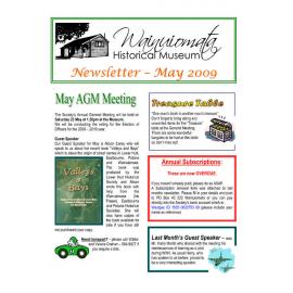 Newsletter (Wainuiomata Historical Museum) May 2009