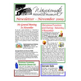 Newsletter (Wainuiomata Historical Museum) November 2009