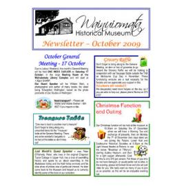 Newsletter (Wainuiomata Historical Museum) October 2009