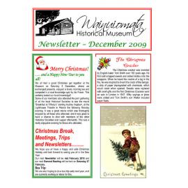 Newsletter (Wainuiomata Historical Museum) December 2009