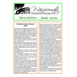 Newsletter (Wainuiomata Historical Museum) June 2009
