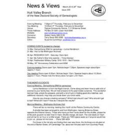 Newsletter (NZ Society of Genealogists, Hutt Valley Branch) 309