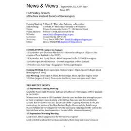 Newsletter (NZ Society of Genealogists, Hutt Valley Branch) 315