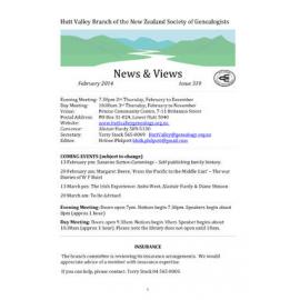 Newsletter (NZ Society of Genealogists, Hutt Valley Branch) 319