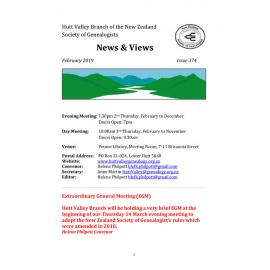Newsletter (NZ Society of Genealogists, Hutt Valley Branch) 374