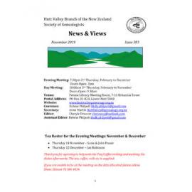 Newsletter (NZ Society of Genealogists, Hutt Valley Branch) 383